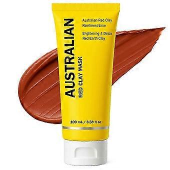 Máscara facial de argila vermelha australiana 100g com vitamina C e ameixa Kakadu para limpeza profunda e pele radiante.