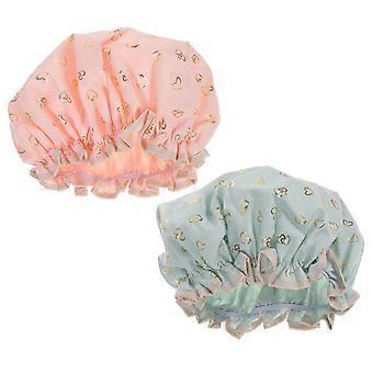 Waterproof Bathing Hat for Shower Hair Protection 2Pcs Double Layer Caps