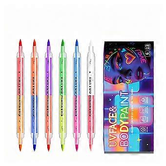 Temporärer Tattoo-Stift mit zwei Enden, wasserlöslich, fluoreszierend, für die Haut, mehrfarbig, ideal für Partys, Festivals und Körperbemalung.