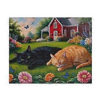 Black and Orange Cats Napping Puzzle, Jigsaw Puzzle for Adults Teens FBL-073