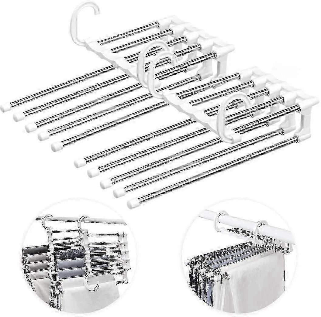 2 Pcs Trouser Hanger Space-saving, Stainless Steel Extendable