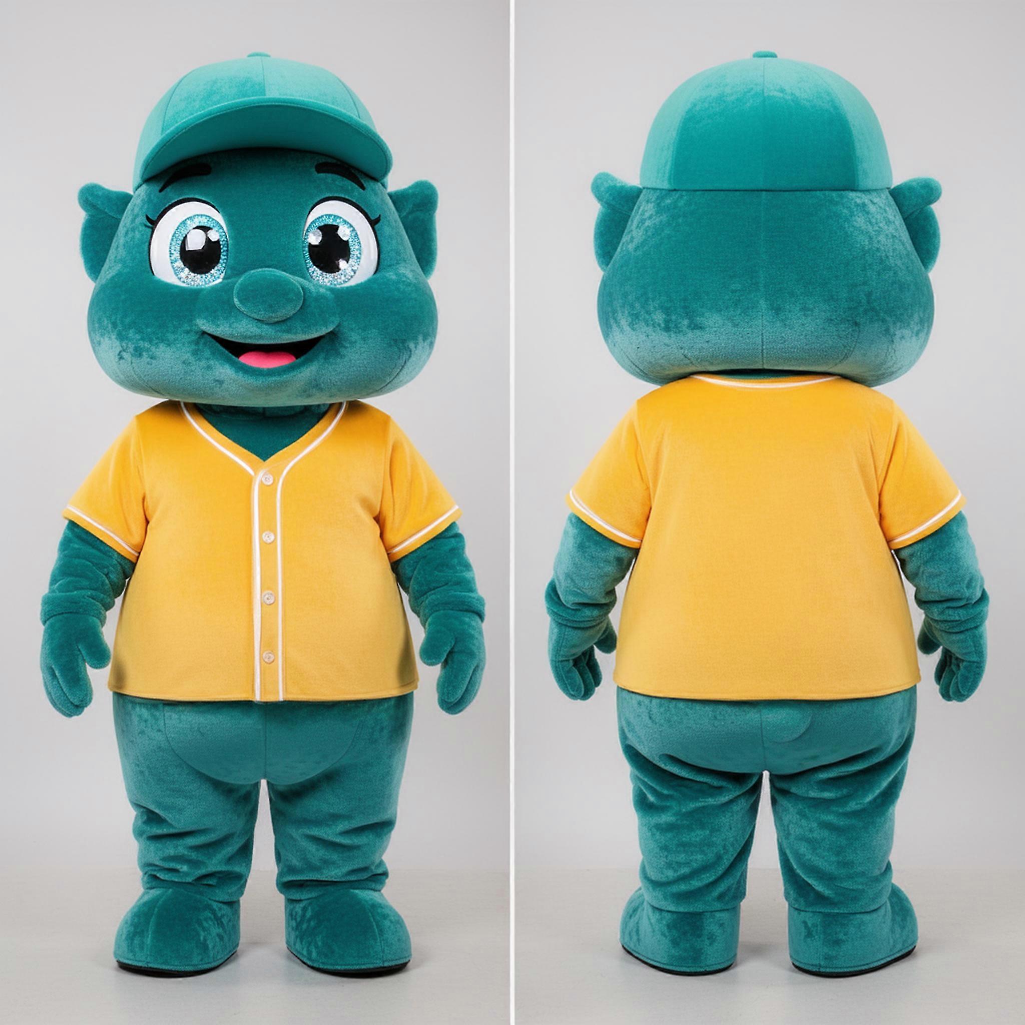 MASTICOT Teal Plush Cartoon Steak Mascot