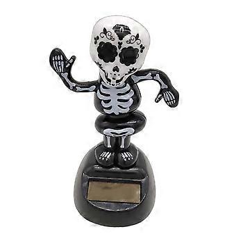 Solar Powered Skull Bobblehead Halloween Dashboard Figurine Spooky Car and Desk Decoration