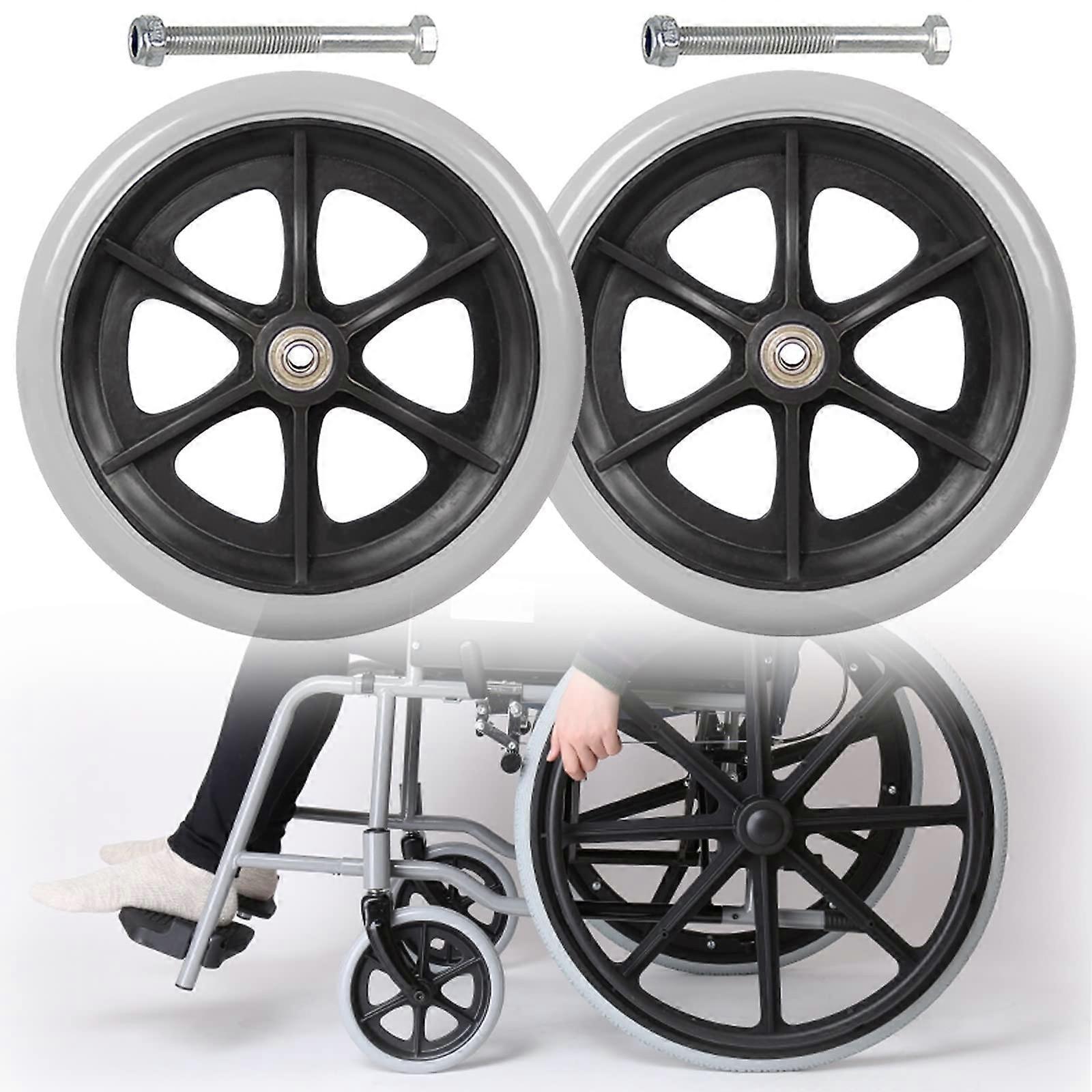 6 Inch Solid Rubber Wheelchair Front Caster Wheels Pair, Puncture Resistant, Smooth Rolling, Easy Installation