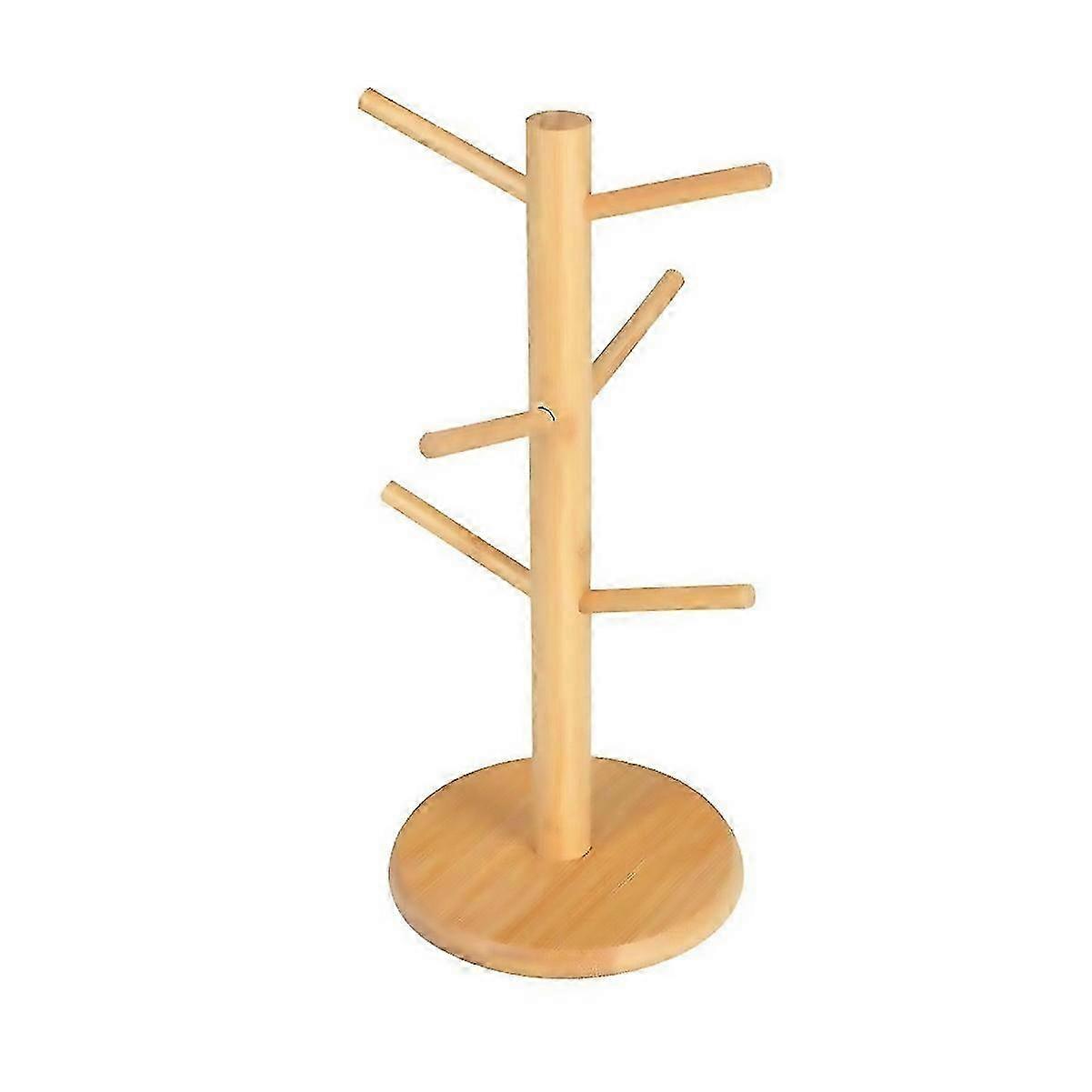 Bamboo Cup Holder With 6 Hooks