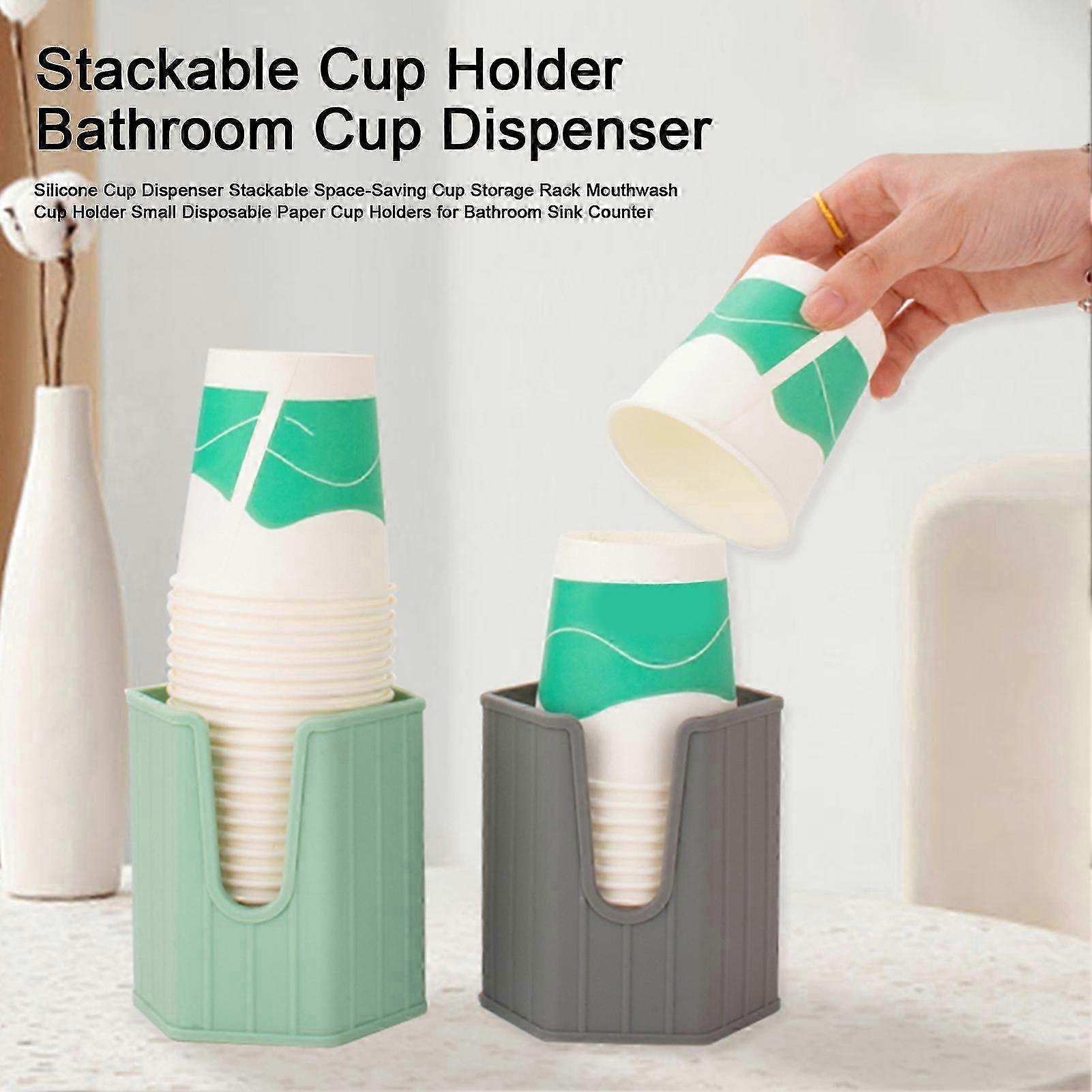 Silicone Cup Holder, Space Saving Inverted Stackable Cup Storage Rack, Multi Functional Organizer for Bathroom Kitchen Office, 9.7cm Diameter