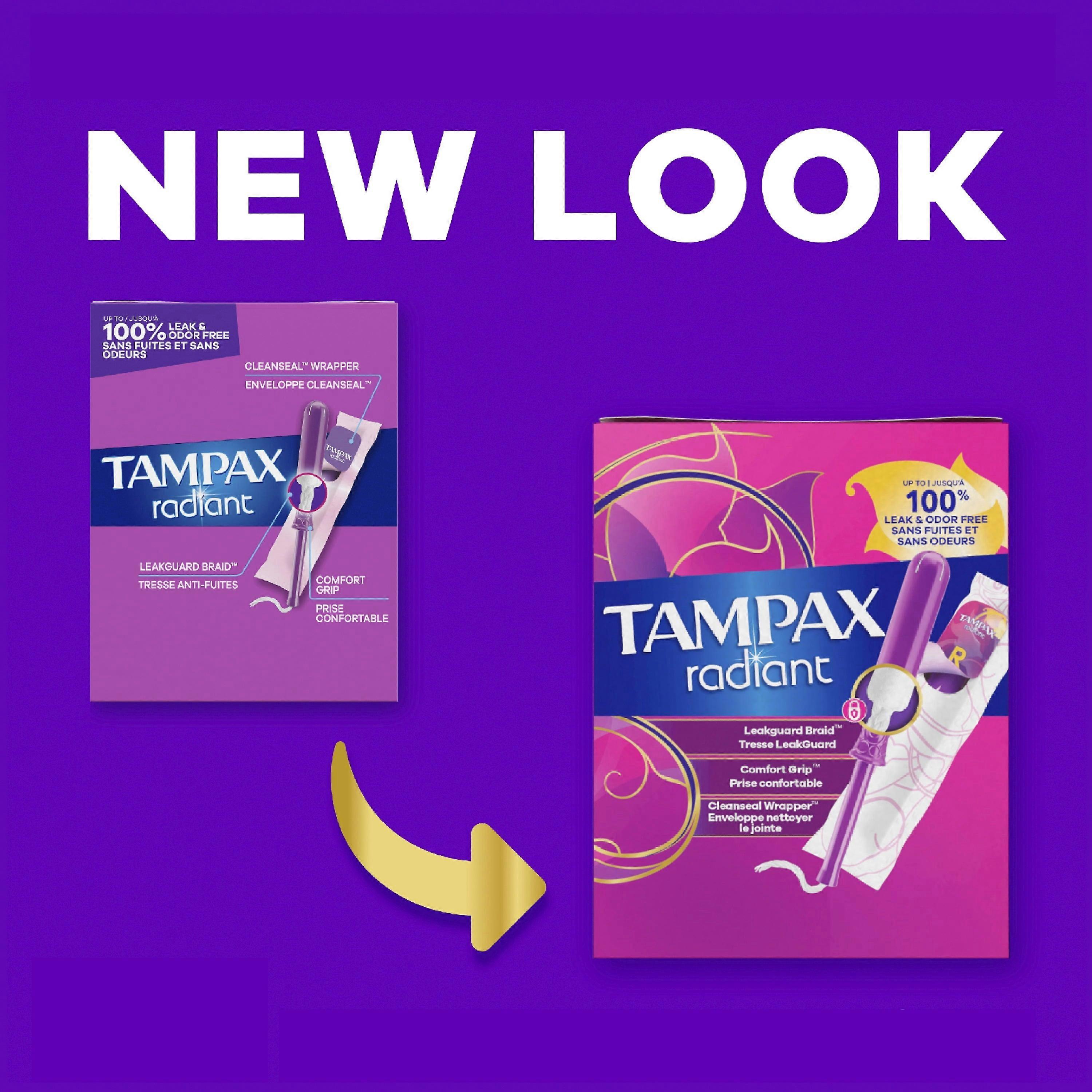 Tampax Radiant Tampons With Leakguard Braid Super Absorbency 28 Ct