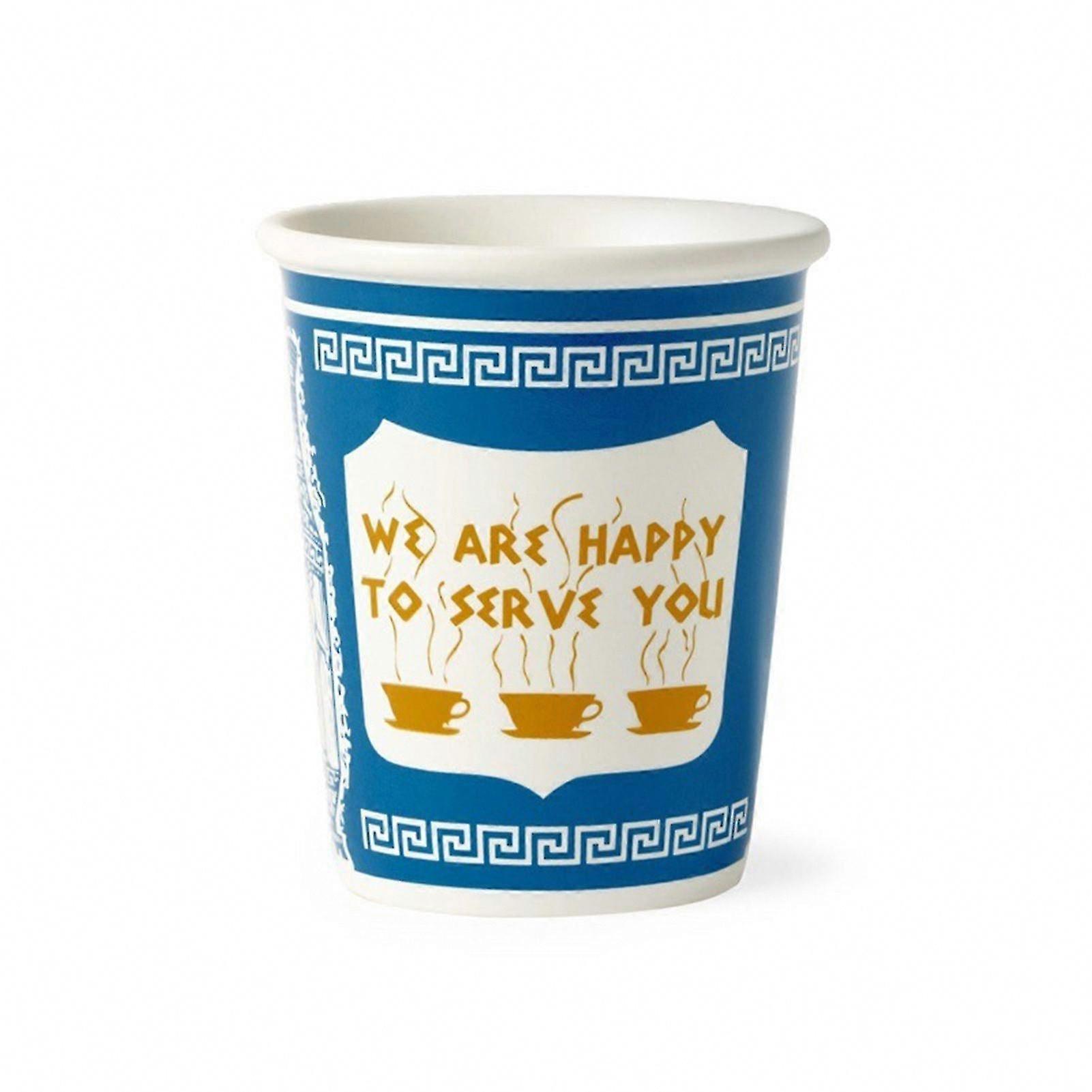Blue White Ceramic Cup Retro Style