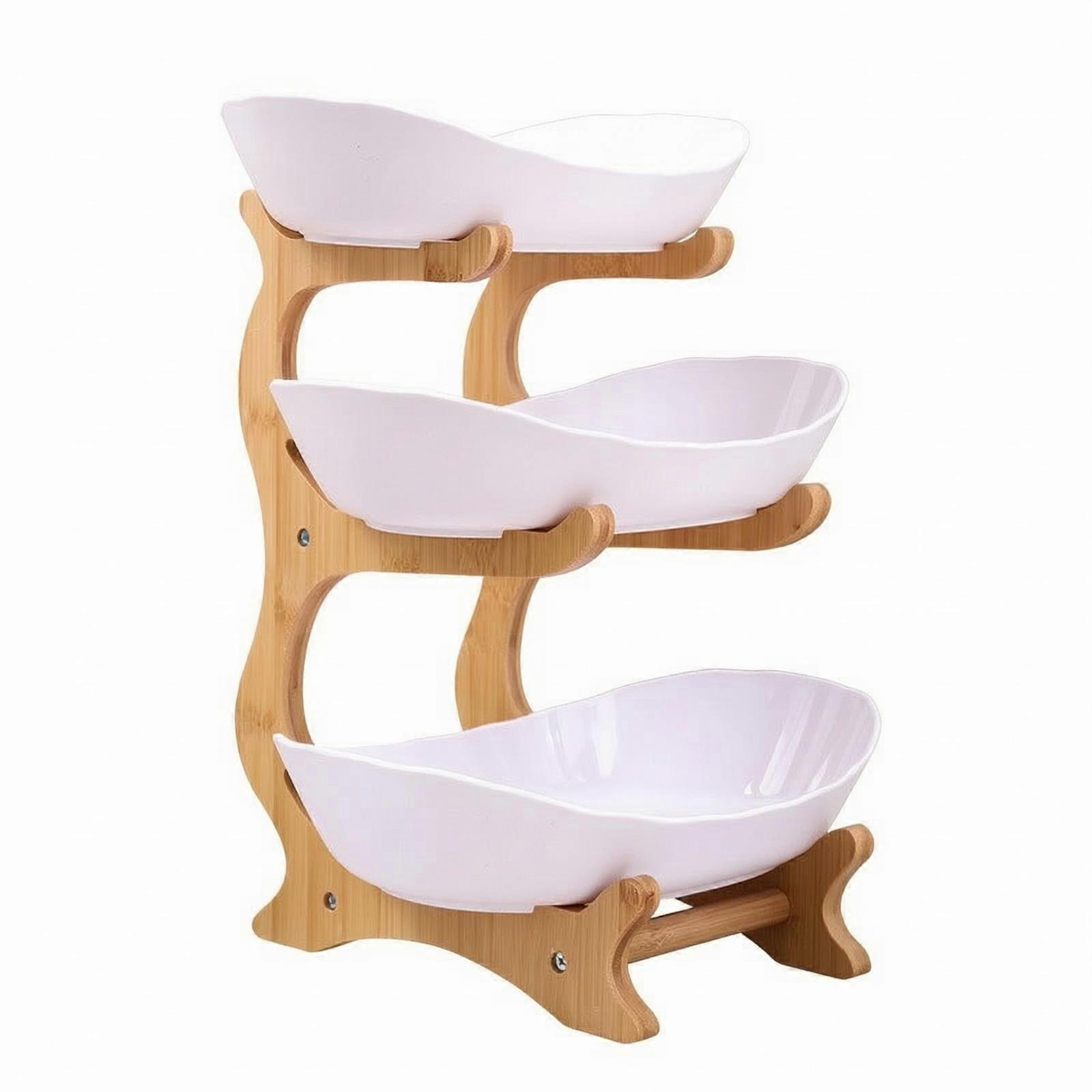 Food Three-Tier Fruit Tray | Space-Saving Vertical Design, Compact Tabletop