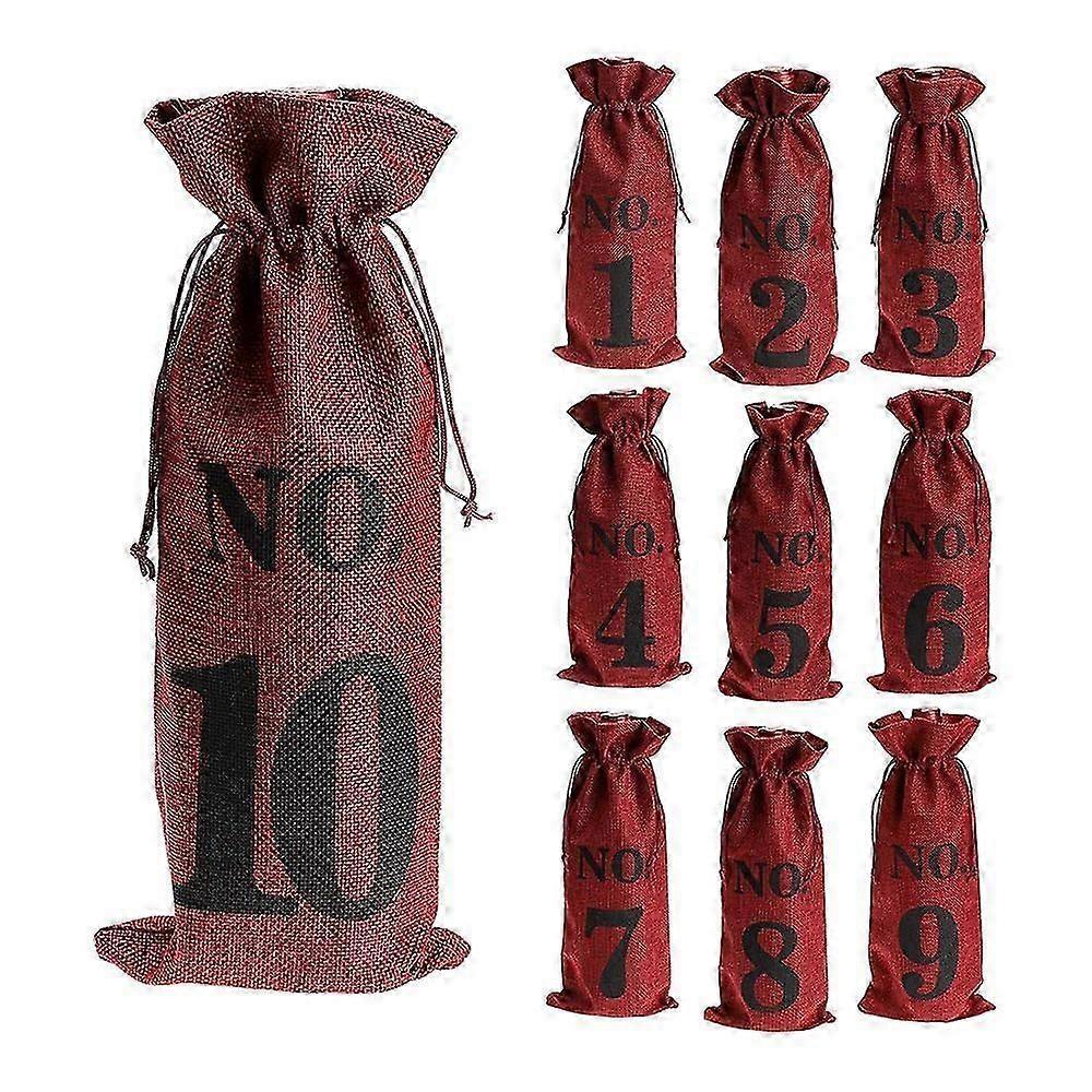 Burlap Wine Bag Set with Numbers