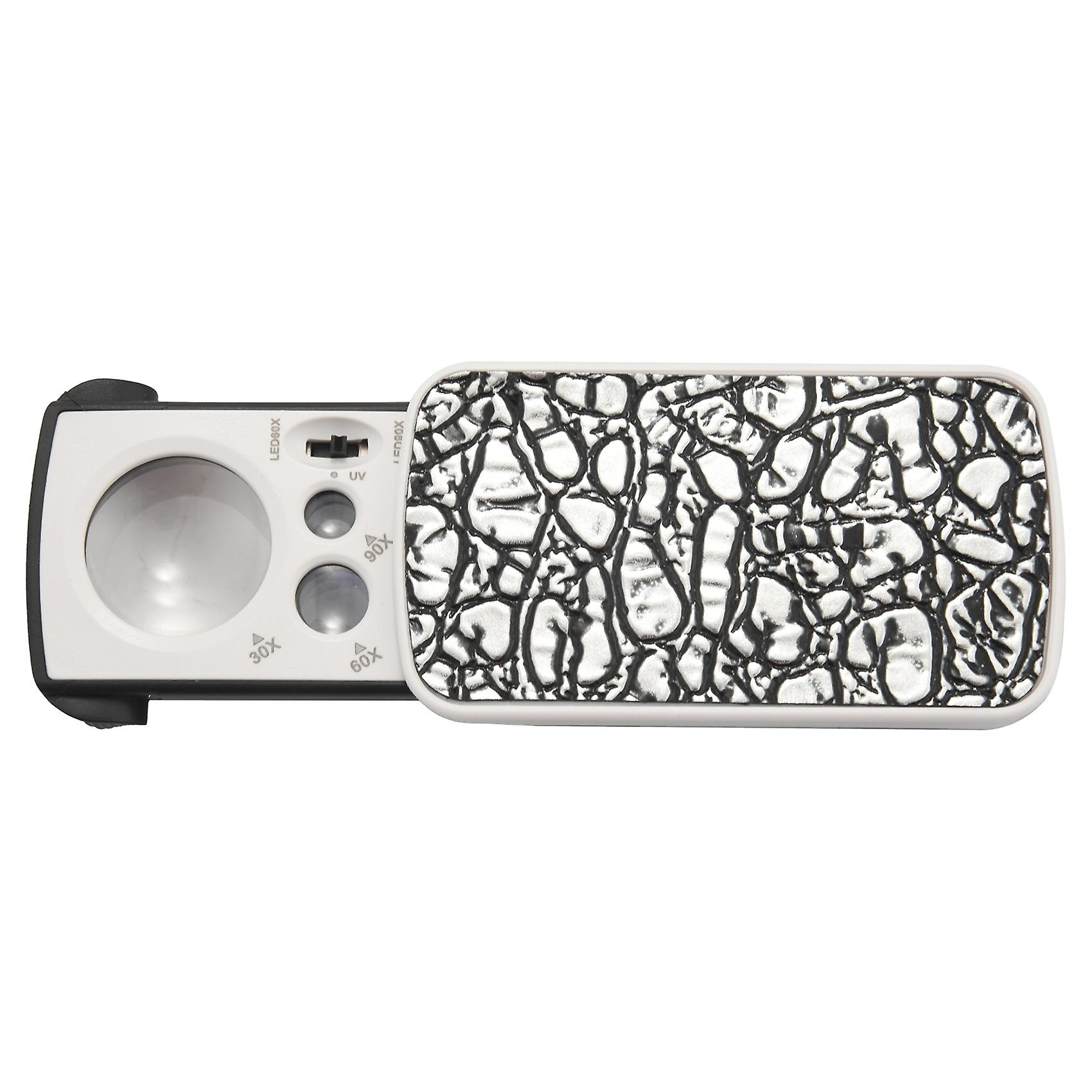 Portable Mini Multifunction 30X 60X 90X Pocket Magnifier with LED UV Light Eyes Glass Magnifying Lo