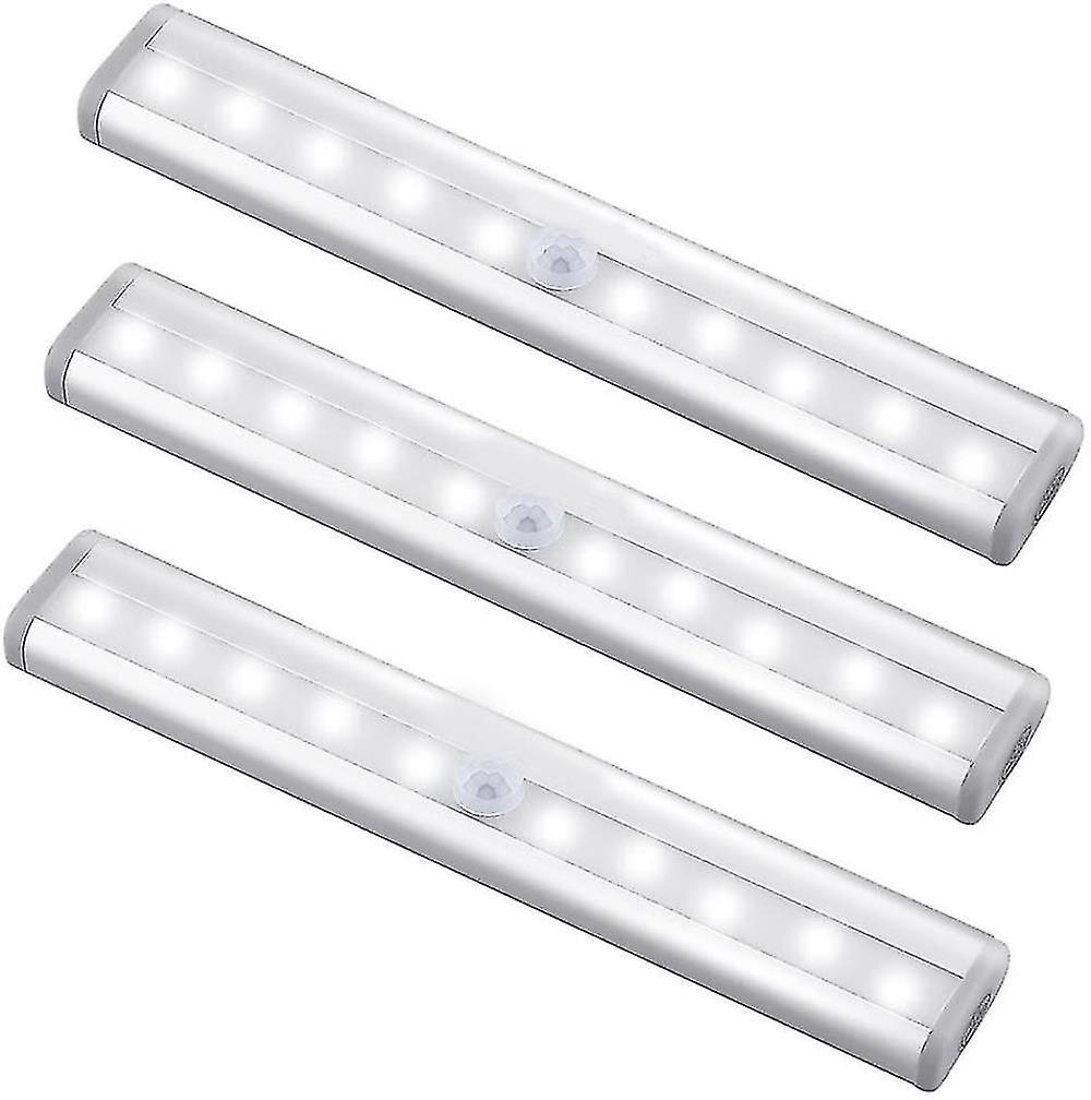 Motion Sensor Light Bar, (10 Led, 3 Pack) Wardrobe Wireless Lamp