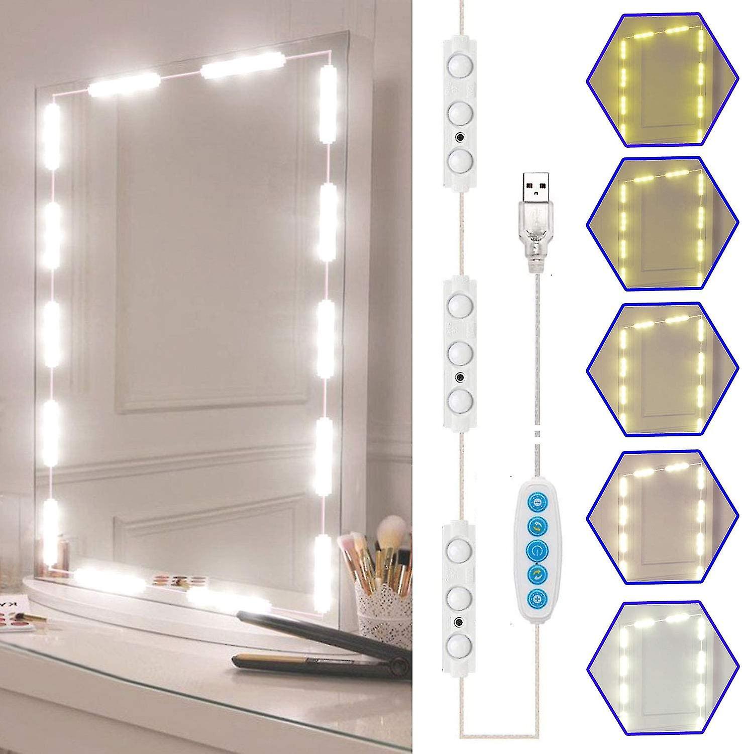 Led Vanity Mirror Lights Kit, 5 Color Hollywood Style Vanity Make Up Light, 11ft With Dimmable Color And Brightness Lighting Fixture Strip