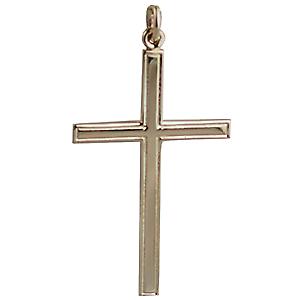 9ct Gold 45x29mm engine turned line border flat latin Cross