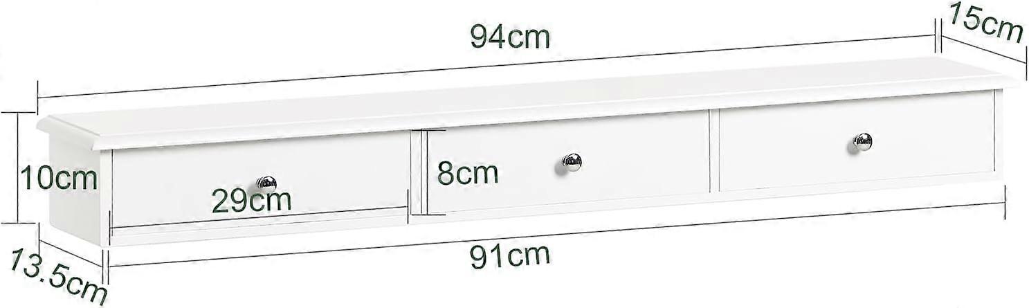Wandplank met lade 50x24x12cm 2 stuks set - wit en houtlook
