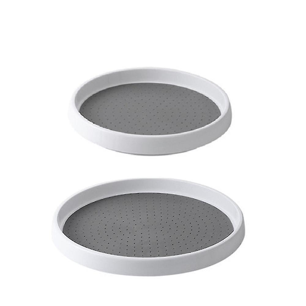 2 Pcs Rotating Spice Rack, Revolving Tray For Spices Condiments Kitchen Storage, Multifunction For Kitchen Storage,gray