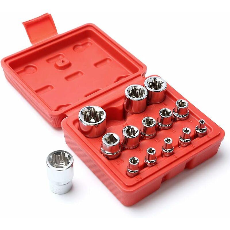 Set of 14 E Type Star Shaped Torx Socket Set, Ratchet Set, Socket Set E Profile,e4-24mm