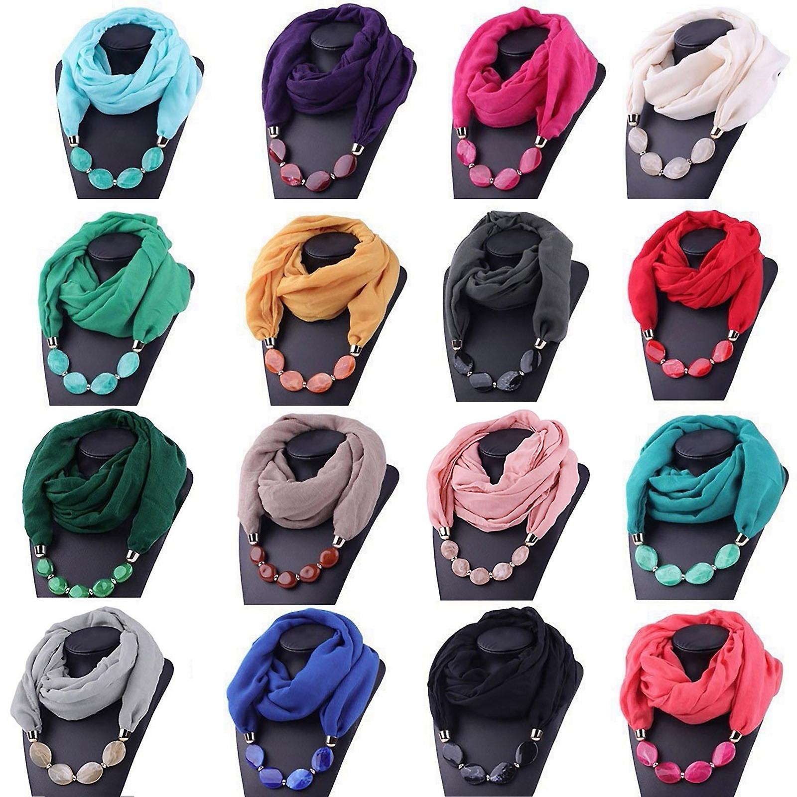 ファッションスカーフエスニックコットンリネンソリッドカラータッセルゴージャスなビーズペンダントジュエリーネックレススカーフウィメンズショールスカーフ