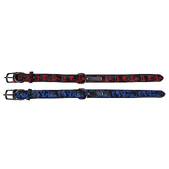 2Pcs Soft Dog Collar Reflective Neck Strap with ID Tag Name Engraving Board for Night WalkRed+Dark Blue Camouflage S