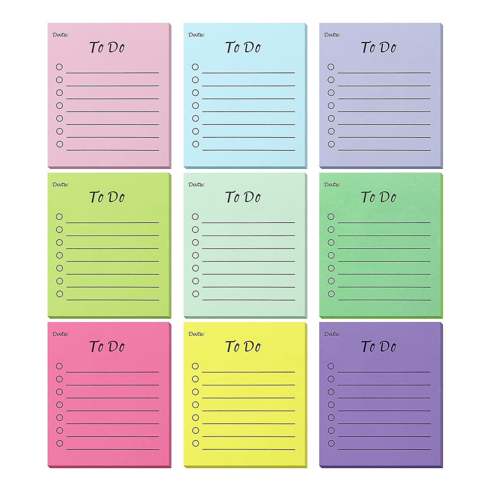 9pcs Do List Sticky Notes, Candy Color Daily To Do List Sticky Notes Sticky Notes Pad With Lines