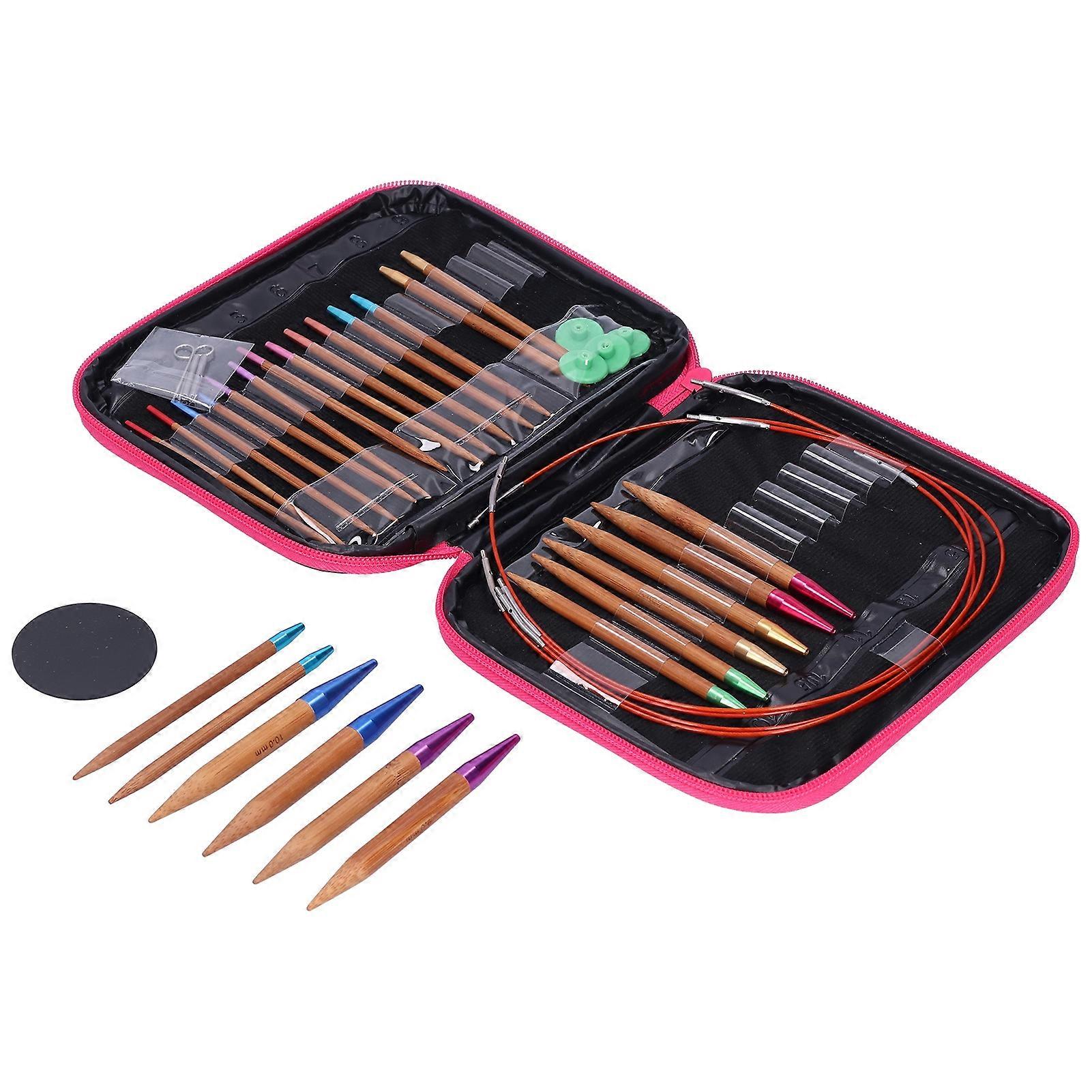 Bamboo Needle Carbonized Removable Circular Double Pointed Needle Sweater Knitting Tool