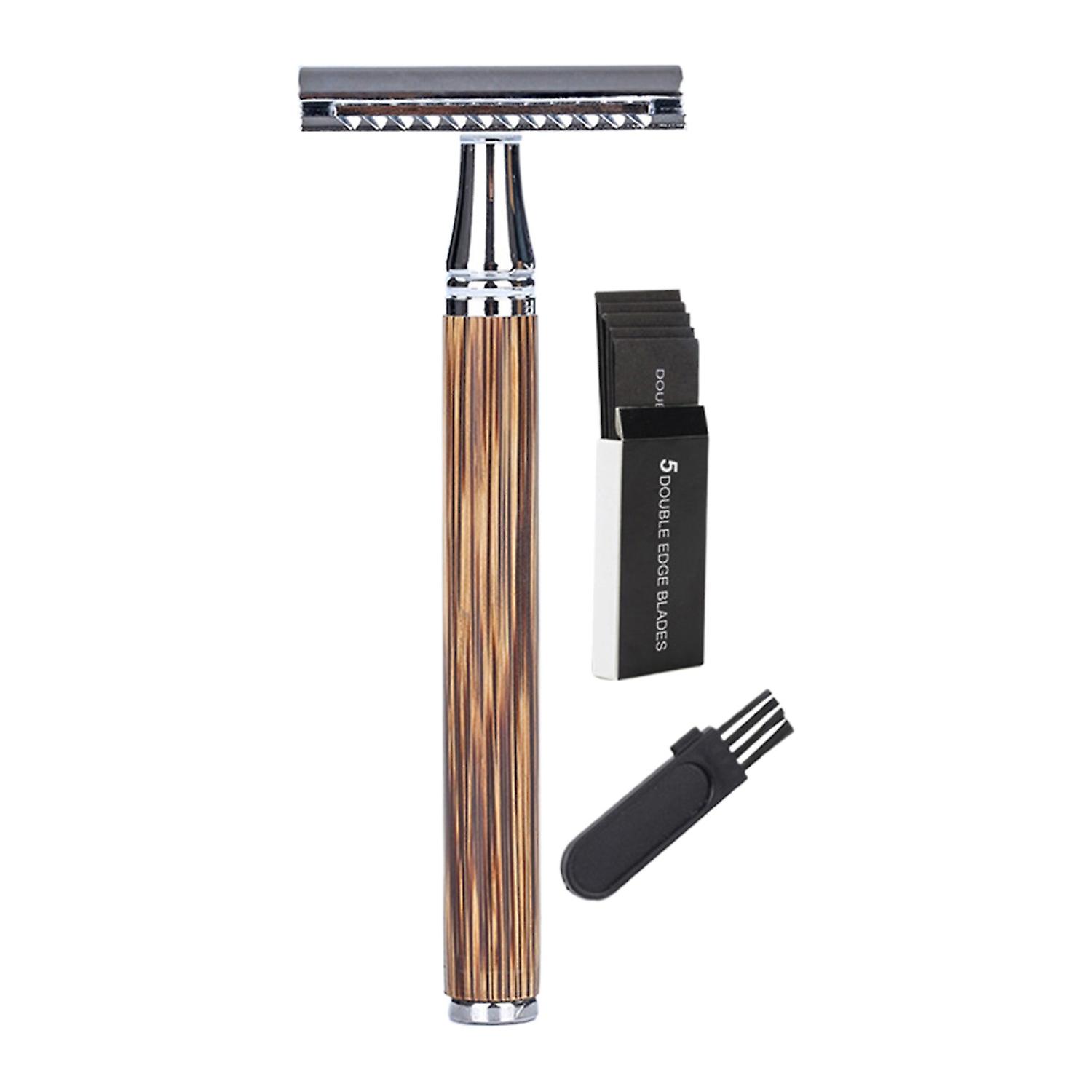 Beard Razor Manual Ergonomics Handle Lightweight Reusable Bamboo Handle Eco-Friendly Double Edge
