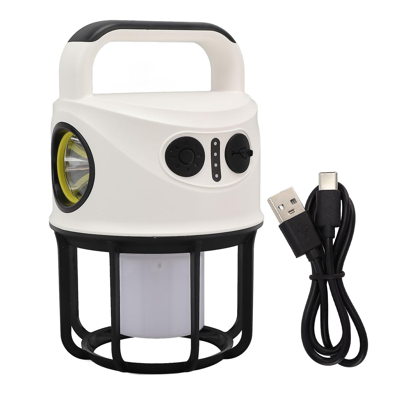 Portable LED Camping Lantern with Adjustable Brightness, Battery Indicator, and USB Charging