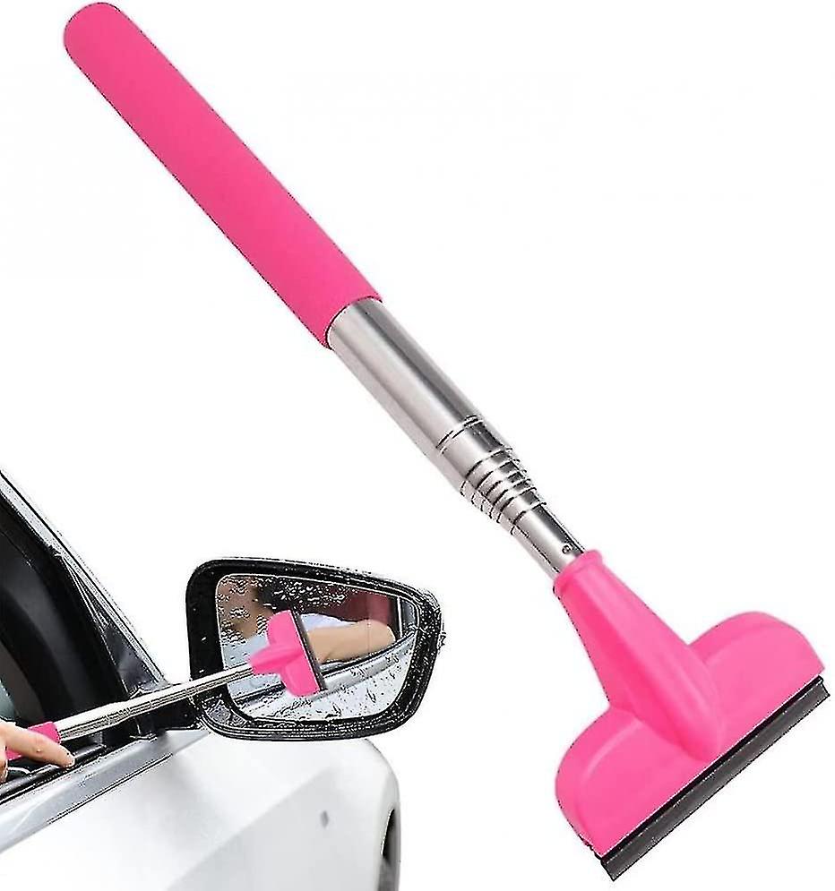Car Rearview Mirror Wiper, Retractable Auto Mirror Squeegee Cleaner, Portable Long Handle Car Window Squeegee