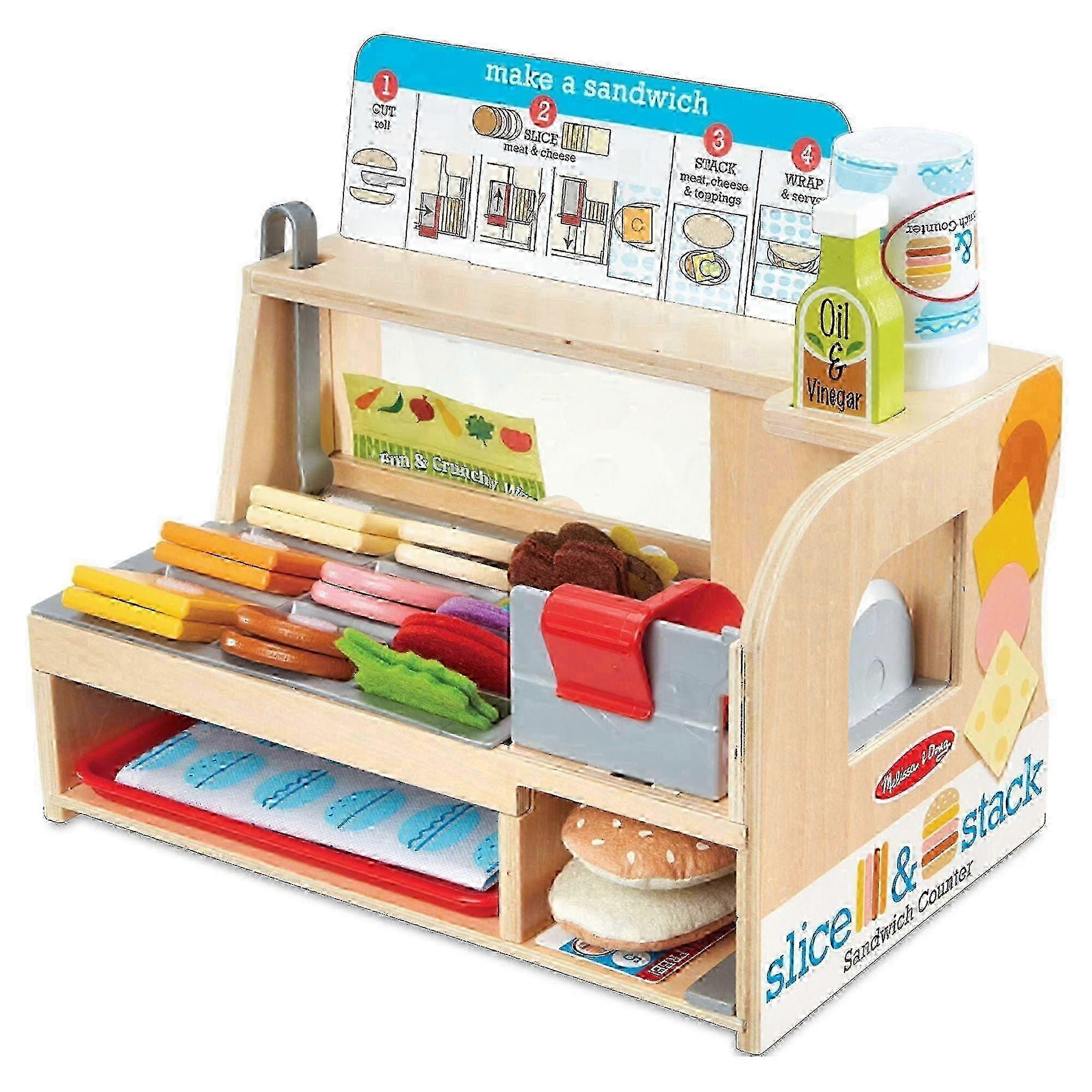 Melissa & Doug Slice & Stack Sandwich-Theke aus Holz mit Feinkostschneider