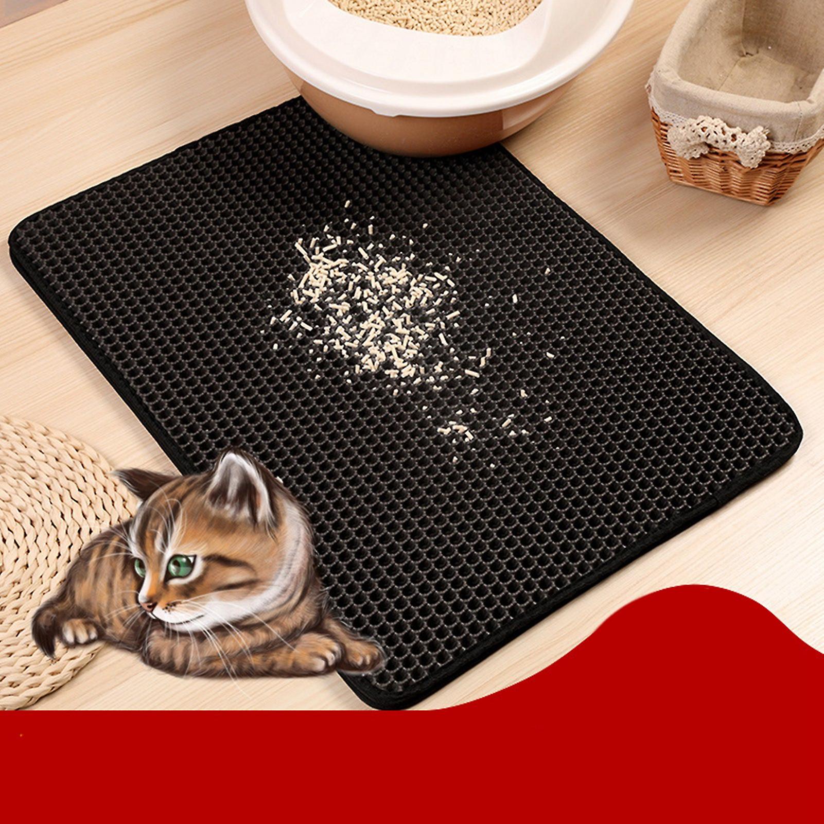 Cat Litter Mat 45x60cm Double Layer Waterproof Non-Slip Black