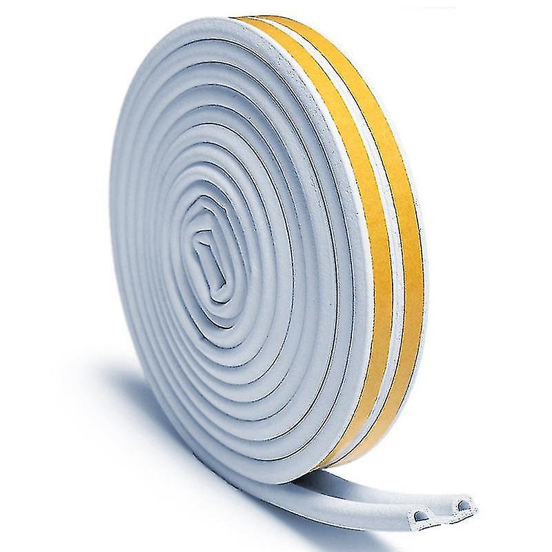 Self Adhesive D Type Doors Window Foam Seal Strip Soundproofing Anti-collision Rubber Seal(White)