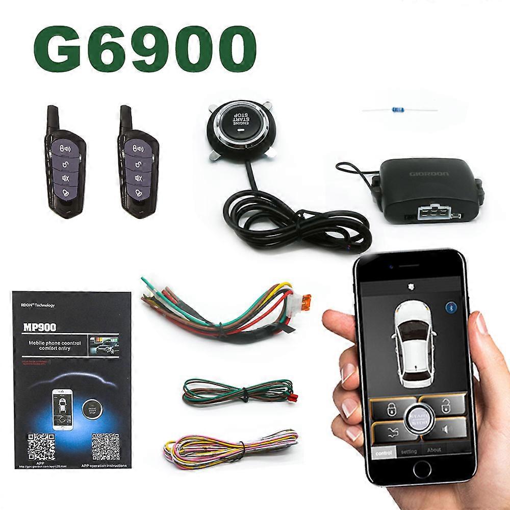 Universal  Car Key Systems Key blade Alarm With Autostart Push One Button Auto Start Stop APP/less Entry System Smart Remote Start Kit G6900
