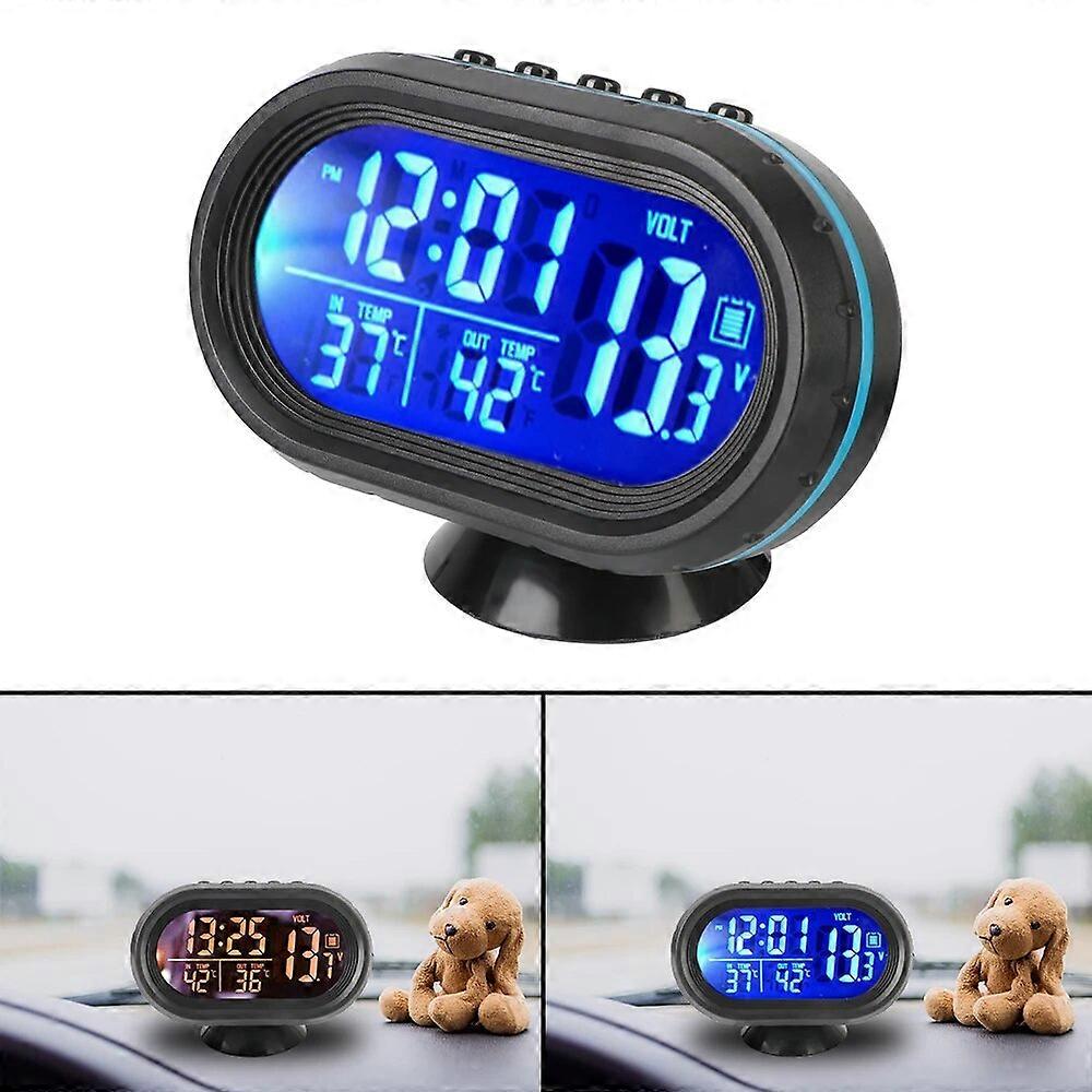 Car Interior Digital Clock Thermometer Voltmeter HUD Test Dashboard Gauge Tester LCD Backlight Kit On Board Computer Accessories FN9U9115