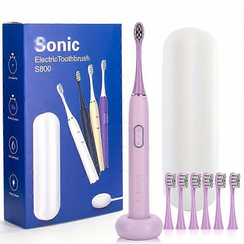 Portable Electric Toothbrush For Adults, With 8 Replacement Brush Heads, 4 Brushing Modes, With Holder & Travel Case, Wireless Rechargeable Electric T