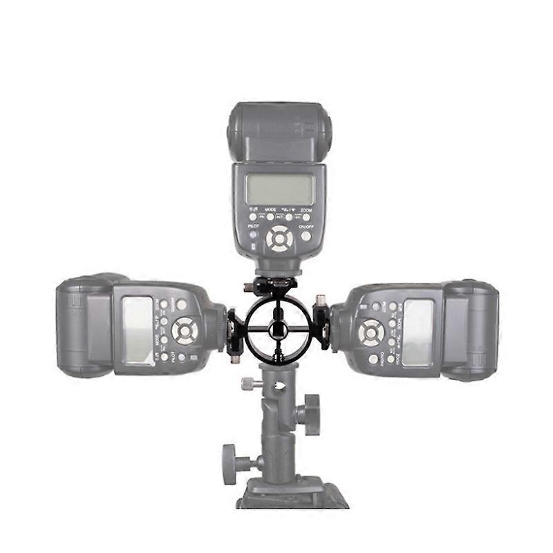 2 PCS Broadcast Flash Multi-Position Stand Round Triple Heads Bracket
