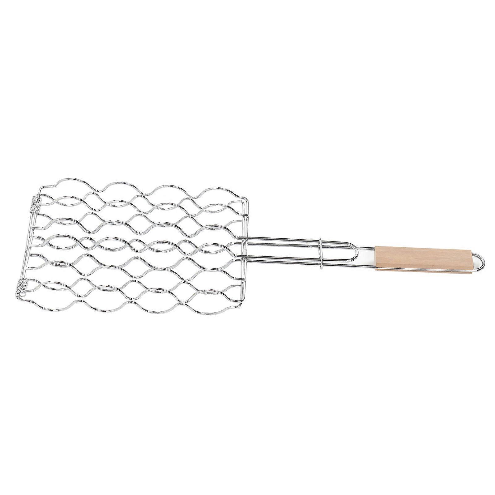 玉米烤篮不锈钢山毛榉木手柄均匀热量分布 4 个玉米容量烤架，用于露营