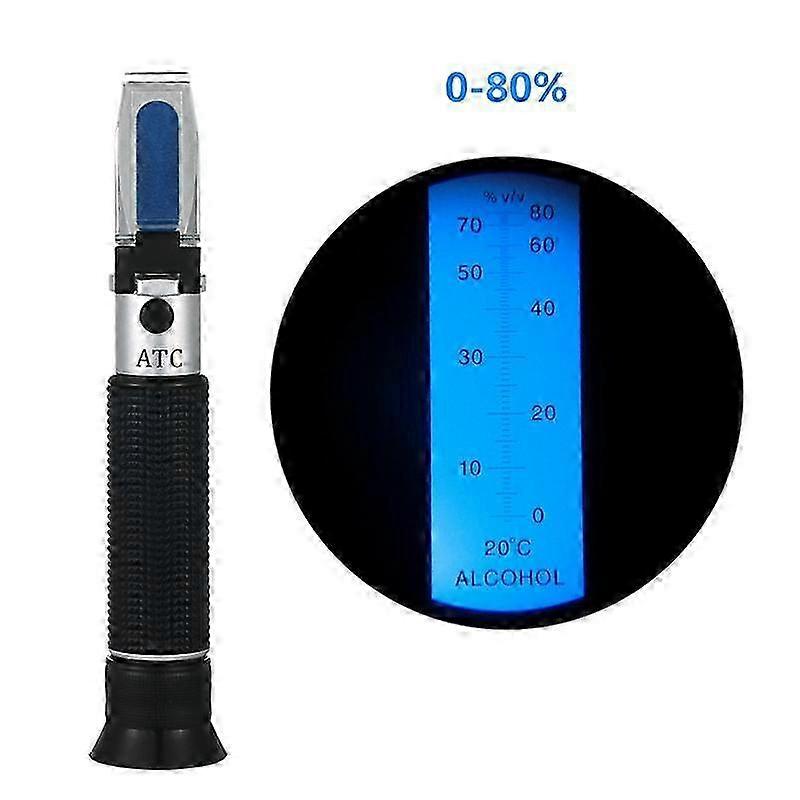 Alcohol Refractometer 0-80% for Spirits Tester Alcohol Meter Handheld Alcoholometer Brewing Liquor
