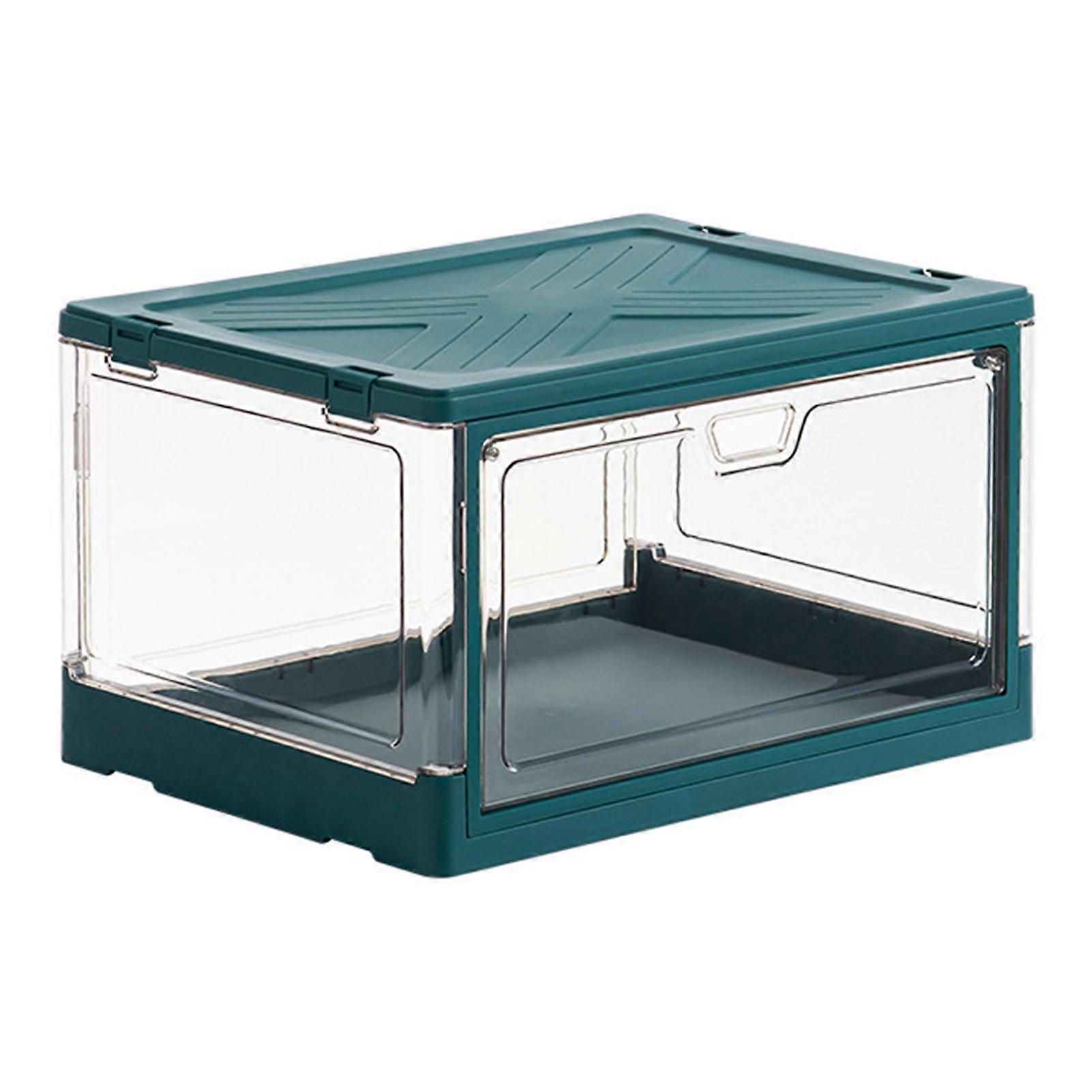 Storage Box Stackable Transparent Storage Bin with Lid Foldable Organizer Box for Home Outdoor Car Trunk