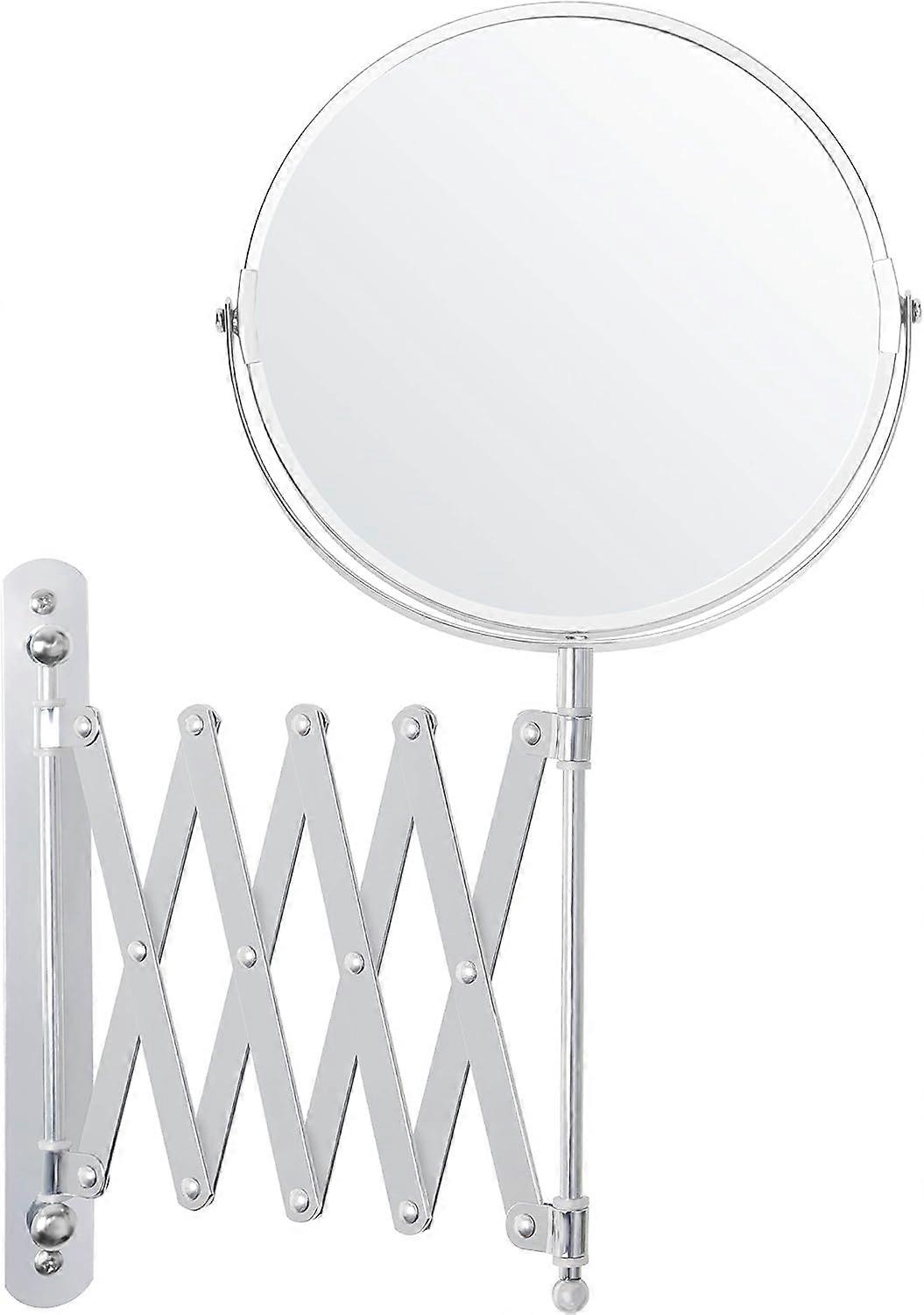 Chrome Wall Mounted Retractable 360 Rotating Mirror - 3x Magnification -