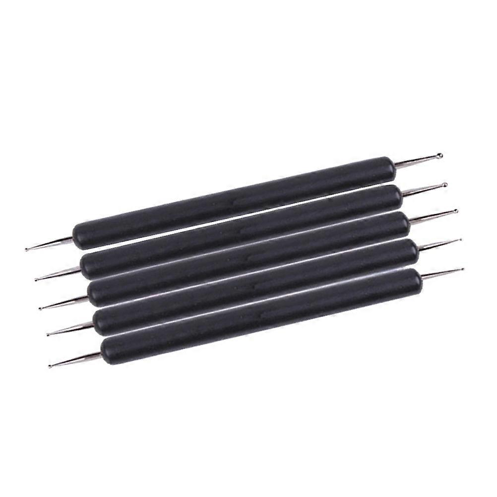 5pcs Double-ended Stylus Nail Dotting Tools Nail Art Pen for Embossing Pattern Clay Sculpting and Modeling(Black)