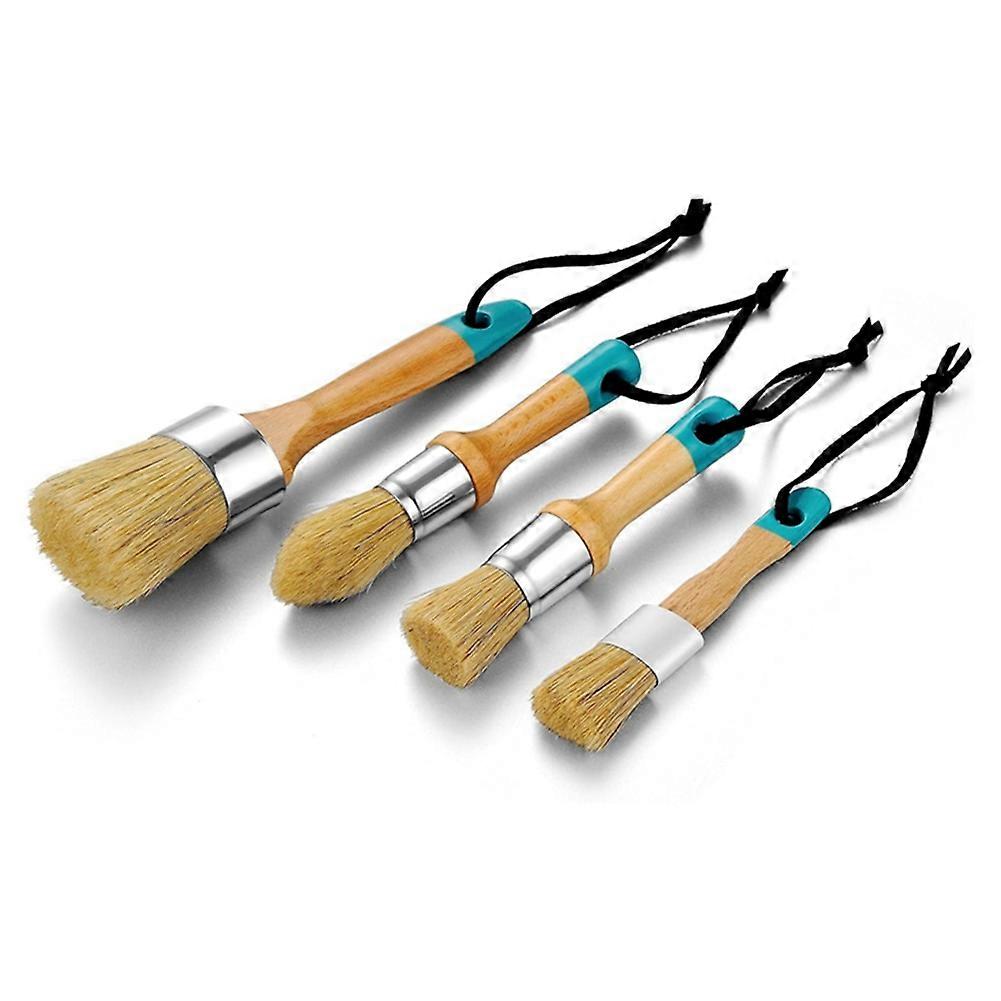 Chalk Paint Brushes for Furniture, Round Paint Brush Set,Wax Brush,Stencil Brushes 1 Oval Brush and 3 Round Brushes,B