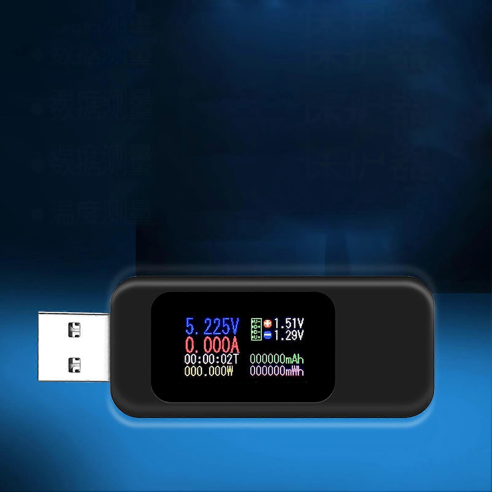 LCD Display USB Tester Multifunctional Current Voltage Battery Capacity Meter Monitor Black