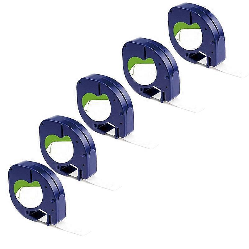 5Pcs Compatible Label Tape Replacement for Letratag Black on White Self-Adhesive Paper Label Tape M