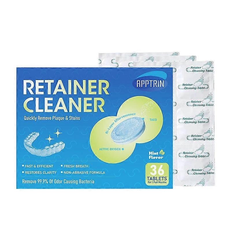 Ταμπλέτες καθαρισμού,36 ταμπλέτες Retainer CleanerΟδοντικός συγκρατητής Ταμπλέτα καθαρισμού ορθοδοντικού συγκρατητήρα Αναβράζον δισκίο