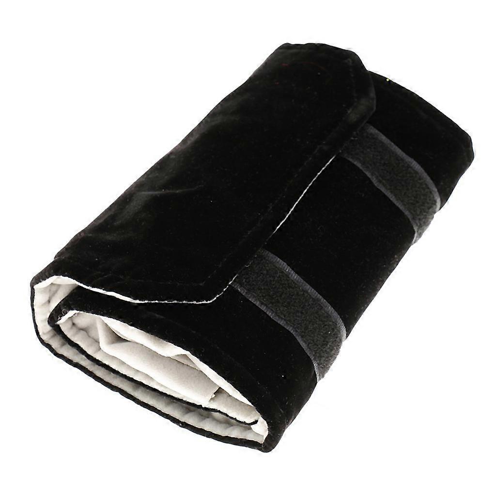 Jewelery roll Jewelery bag, made of flannel, for ring, for jewelry when traveling - Black, Gray, Sm