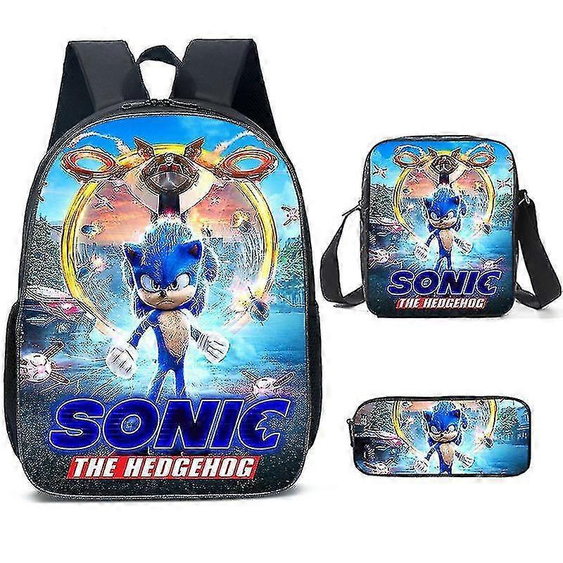 ソニック小学校スクールバッグ3点セットアニメ漫画バックパックショルダーバッグペンケース