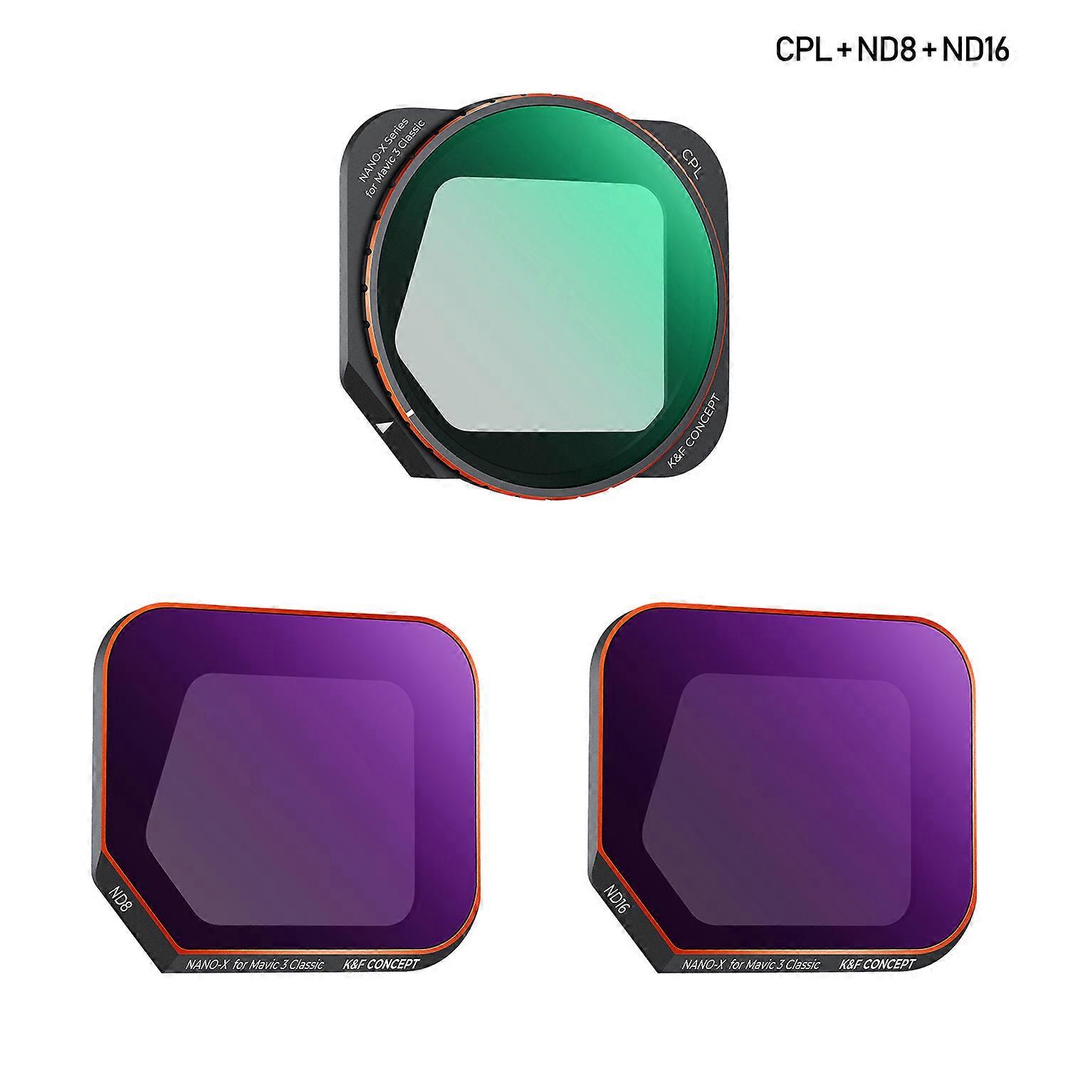 Aksesori Kit Filter Filter Kamera Anti Air (CPL + ND8 + ND16) Filter Drone Konsep K -amp; F untuk DJI Mavic 3 Filter Klasik