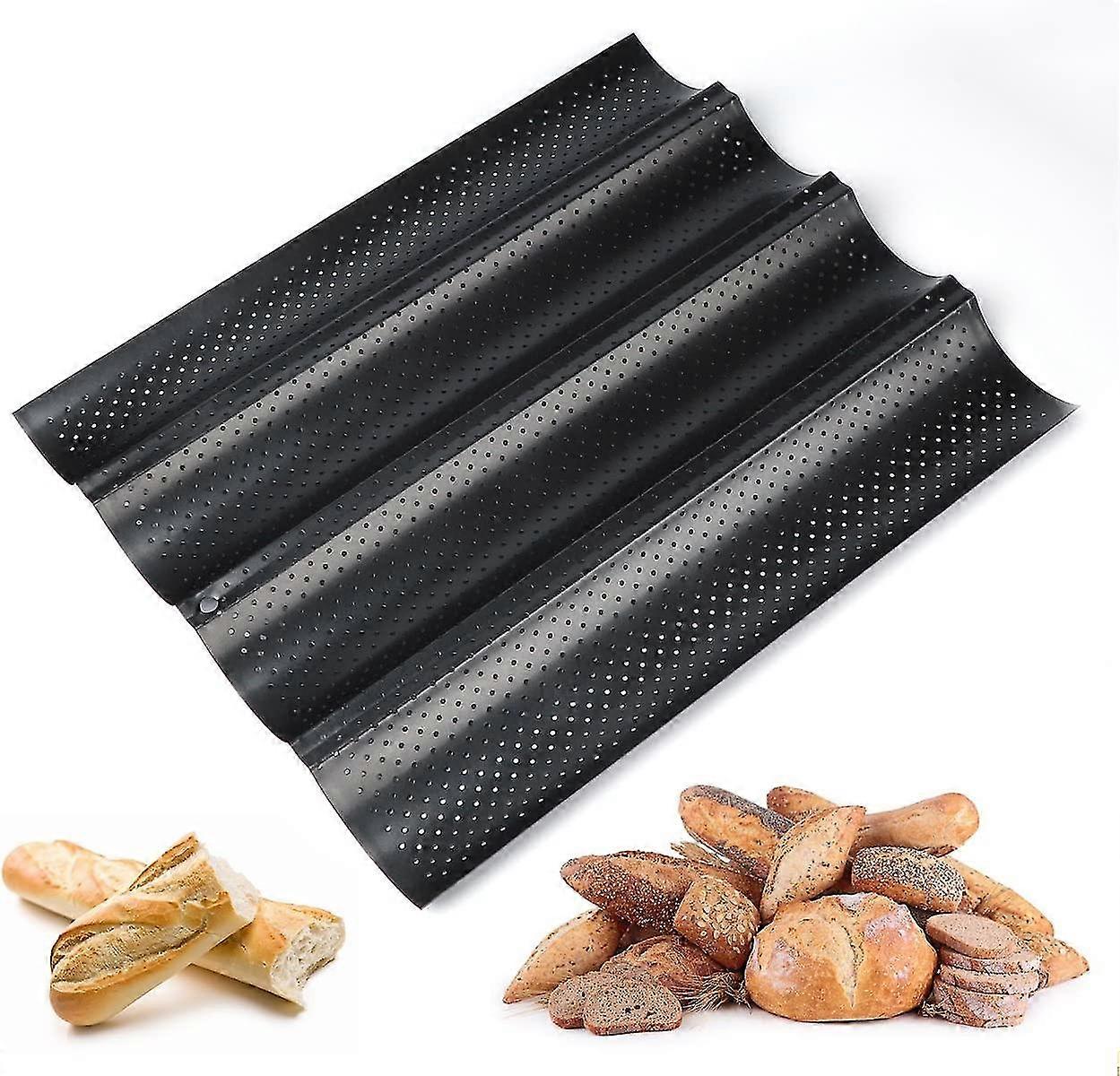 Perforated Baguette Baking Tray With Non-stick Coating For 4 Baguettes (a-5-f6)