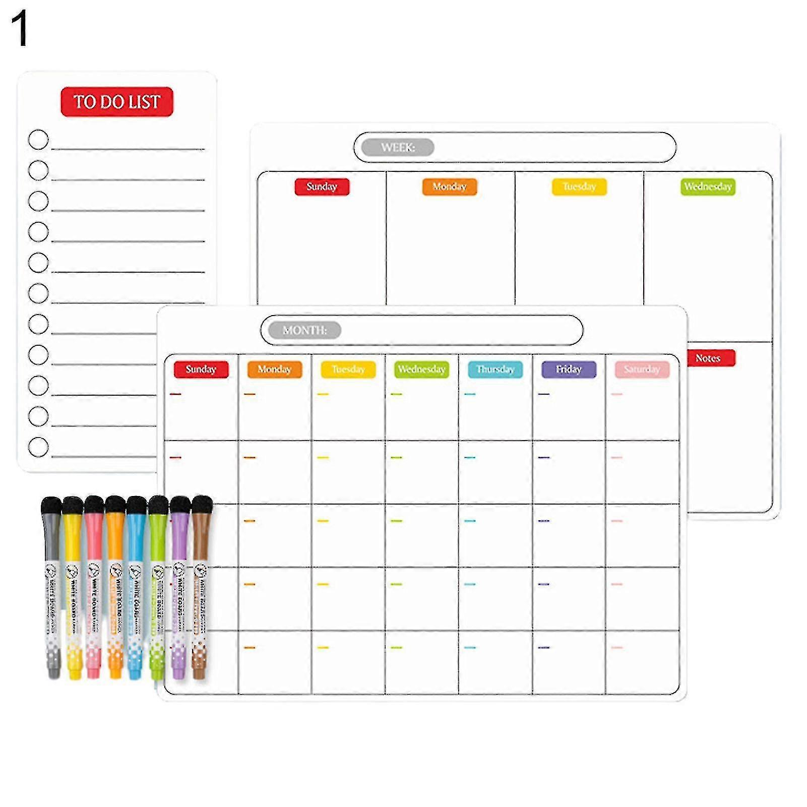 A3 Fridge Planner Line Pattern Monthly Weekly Pvc Magnetic Dry Wipe Calendar For Home
