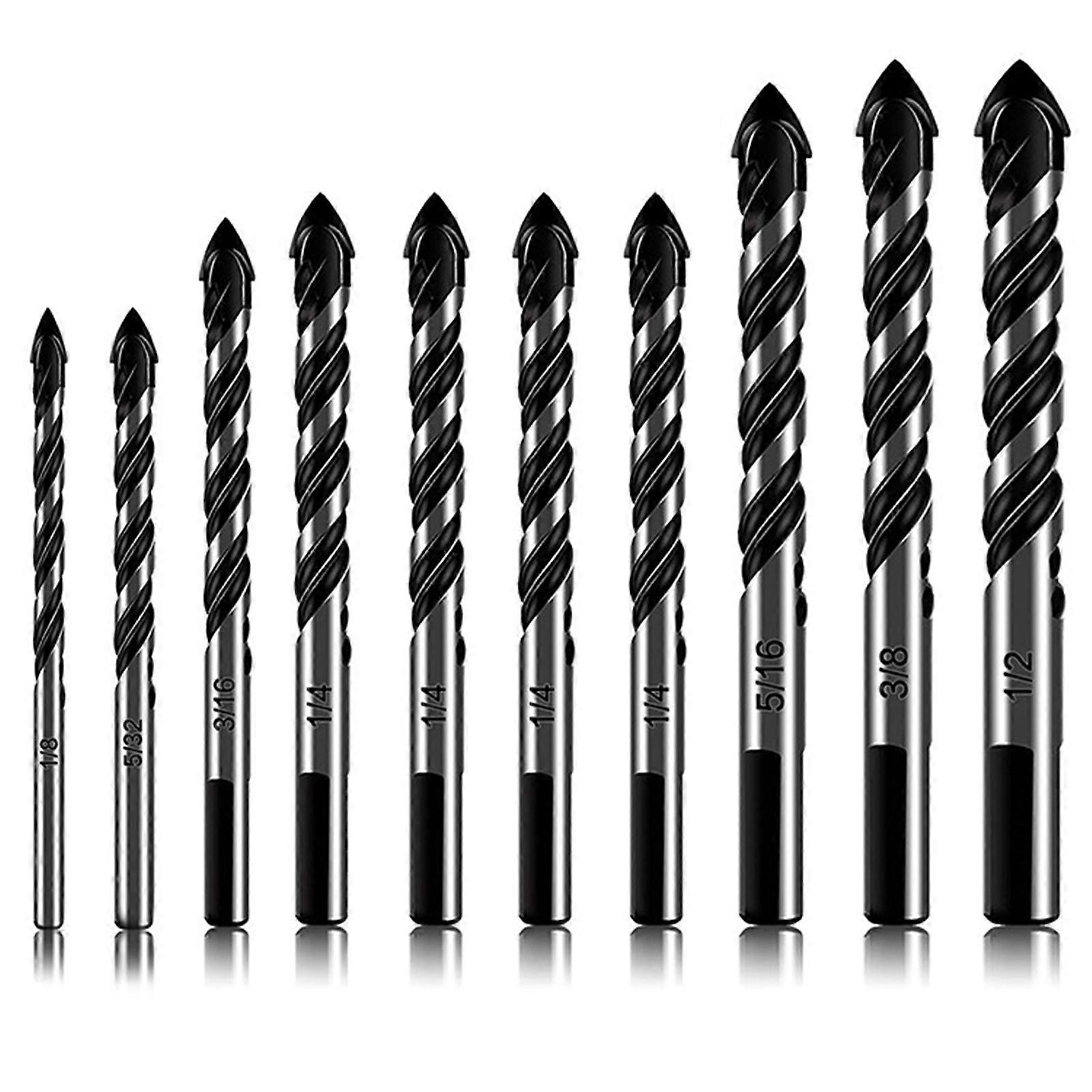Cross Hex Tile Drill Bits Set Heavy Duty Drill Bit Spiral Flute Twists Drills for Camping Hunting Survival Indoor